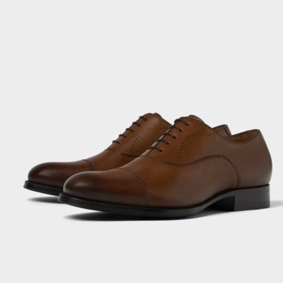 ZARA MAN Brown 100% Leather Oxford Dress Shoe Sz 10 43 $190.90